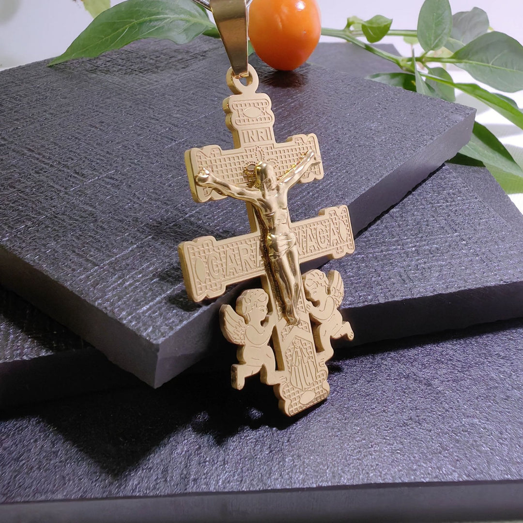 Christianartworkshop Classic Style Retro Crucifix with Angels Pendant Necklace - image 9