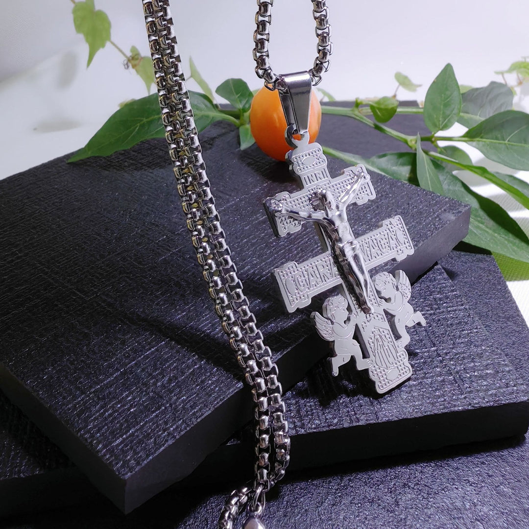 Christianartworkshop Classic Style Retro Crucifix with Angels Pendant Necklace - image 6