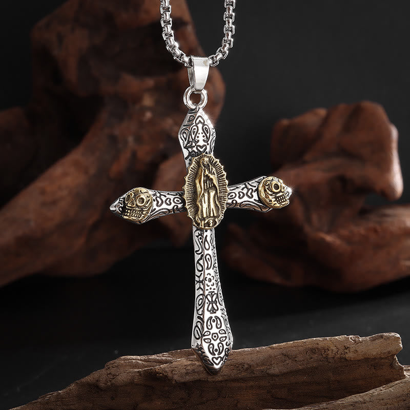 Christianartworkshop Classic Style Retro Crucifix with Our Lady of Guadalupe Pendant Necklace - image 4