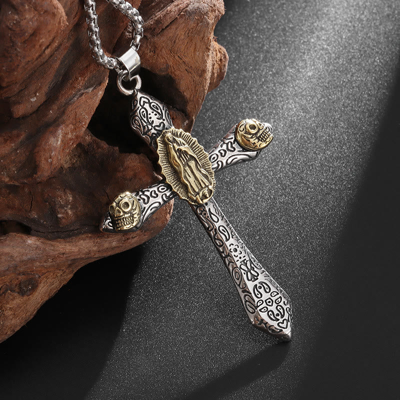 Christianartworkshop Classic Style Retro Crucifix with Our Lady of Guadalupe Pendant Necklace - image 3
