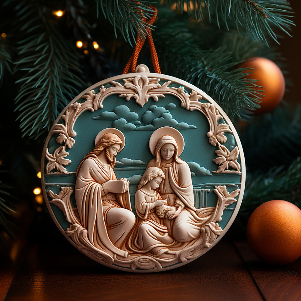 Christianartworkshop Retro Style Nativity Christmas Hanging Ornaments C - Ceramics - image 0
