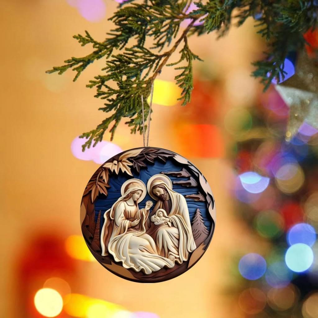 Christianartworkshop Retro Nativity Christmas Hanging Ornaments C - image 4