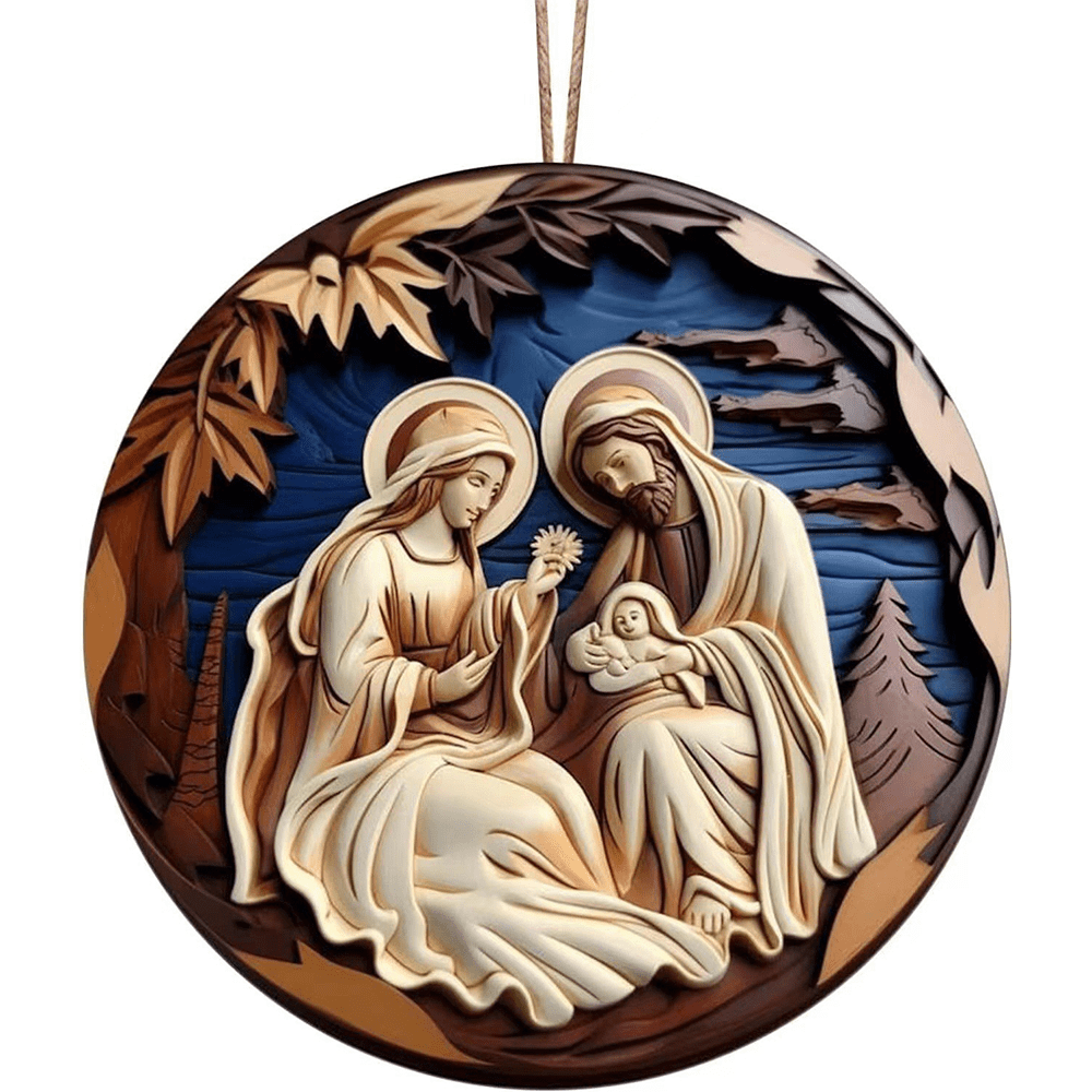 Christianartworkshop Retro Nativity Christmas Hanging Ornaments C - Acrylic - image 0