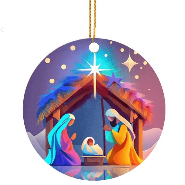 Christianartworkshop Abstract Cartoon Style Nativity Blessing Christmas Hanging Ornaments C - Acrylic - image 0