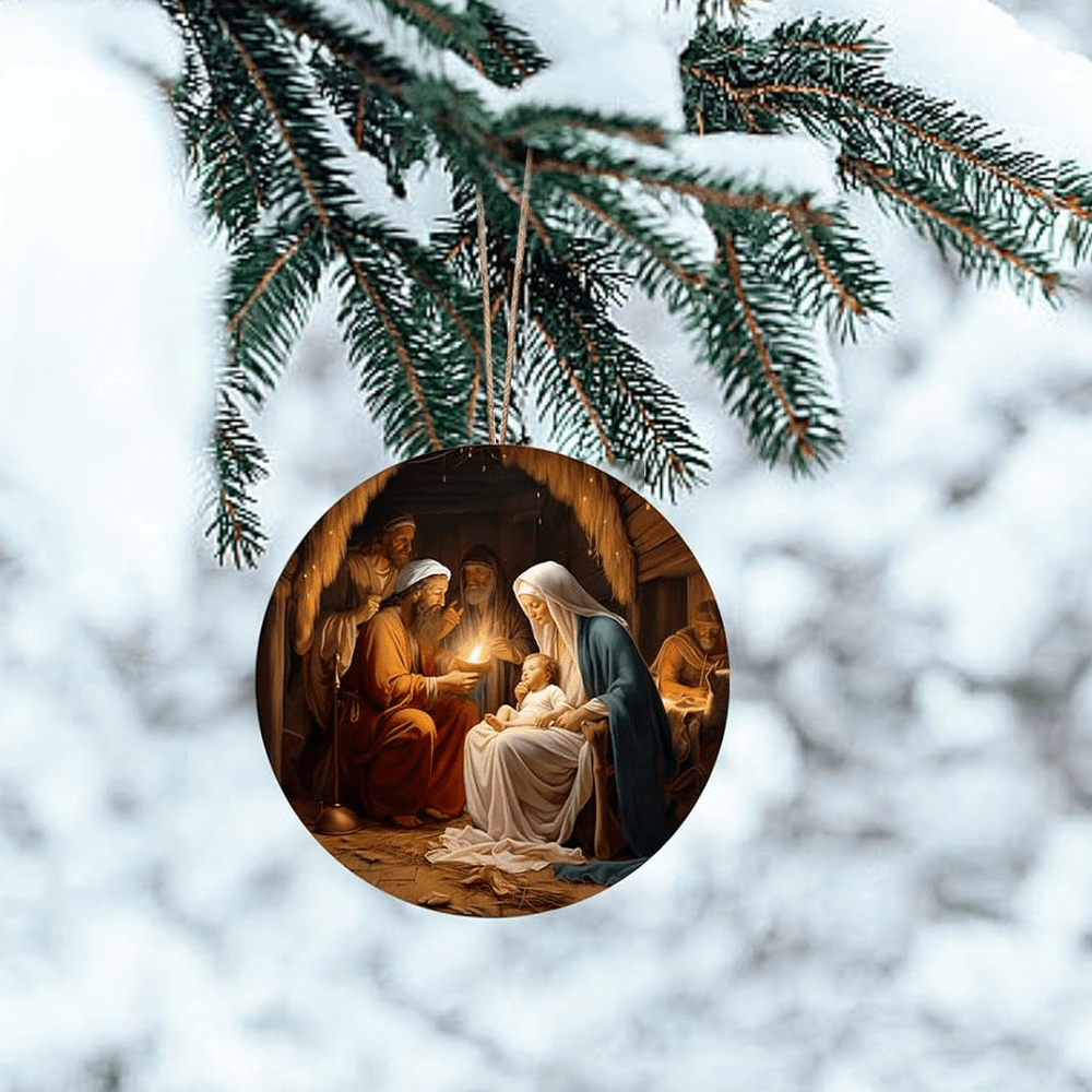 Christianartworkshop Realistic Styles Jesus Born Christmas Hanging Ornaments C - Nativity Scene - image 1