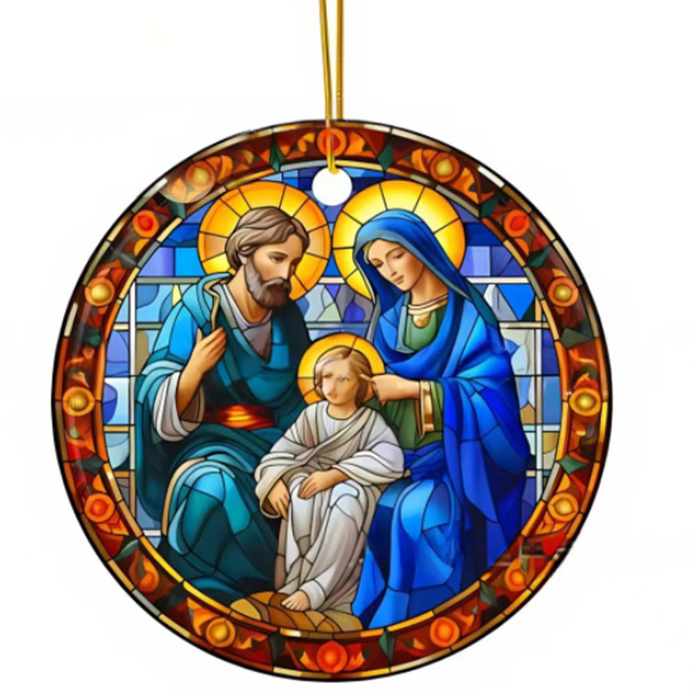 Christianartworkshop Stained Glass Styles Holy Family Christmas Colorful Ornaments C - Nativity Scene - image 1