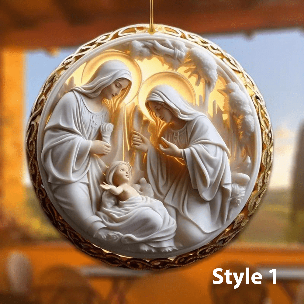 Christianartworkshop 4 Cubism Sculpture Styles Holy Family Nativity Hanging Ornaments - image 2