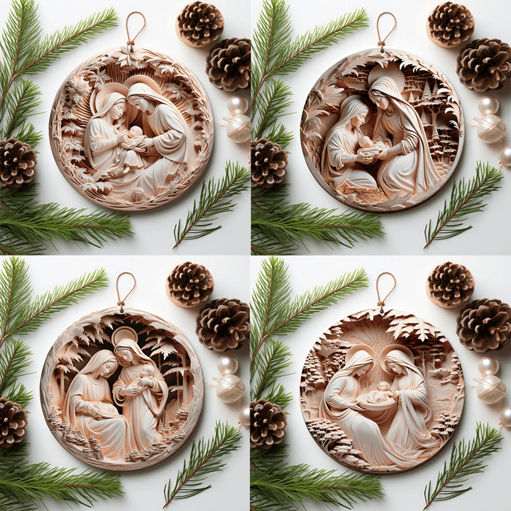 Christianartworkshop 4 Cubism Sculpture Styles Nativity Christmas Ornaments - Style 1 - image 1