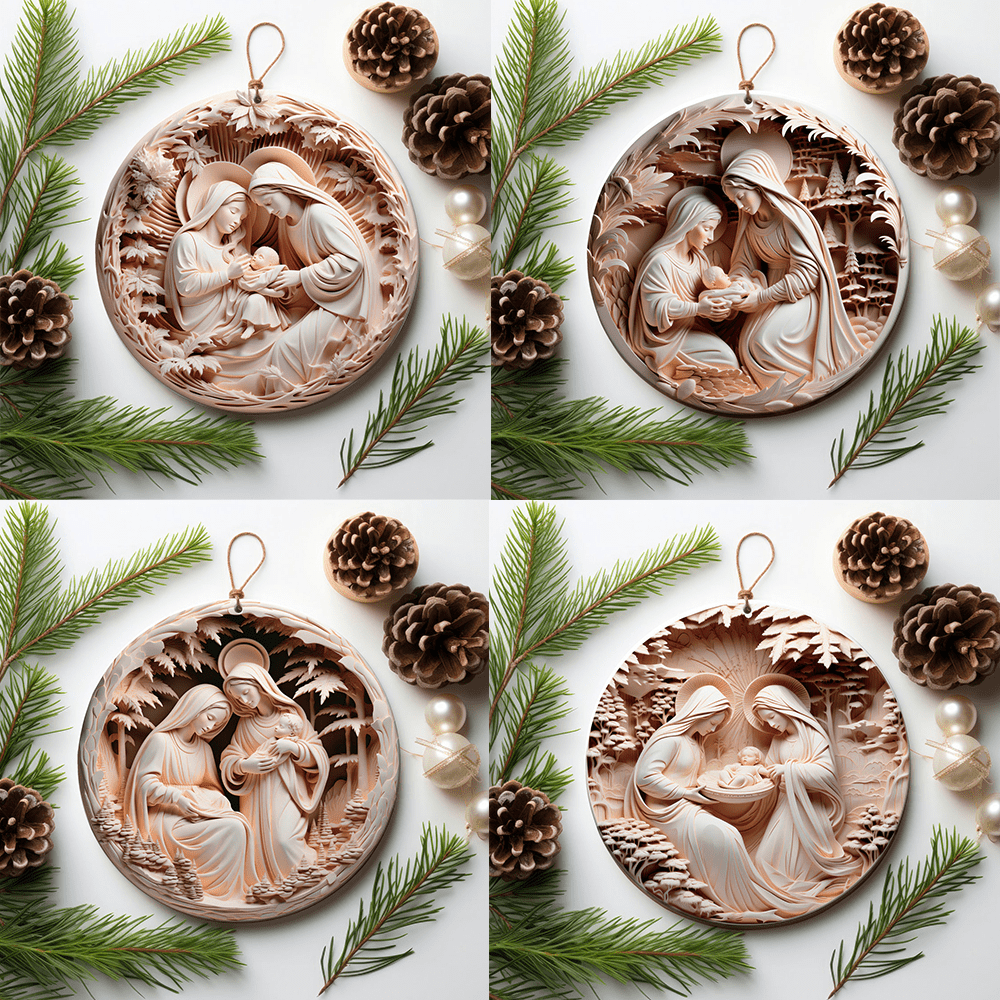 Christianartworkshop 4 Cubism Sculpture Styles Nativity Christmas Ornaments - Style 1 - Ceramics - image 0