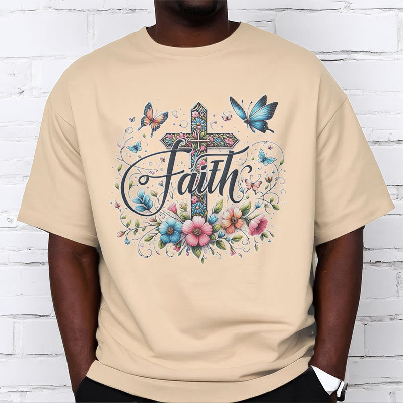 Christianartworkshop Bohemian Style Flowers and Cross Short Sleeve T-shirt - image 10