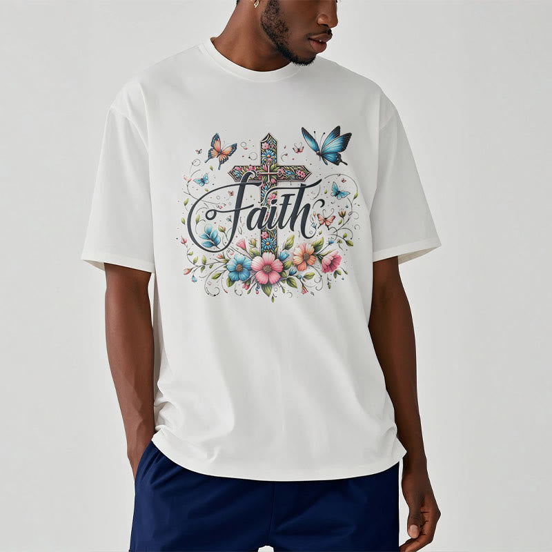 Christianartworkshop Bohemian Style Flowers and Cross Short Sleeve T-shirt - image 4