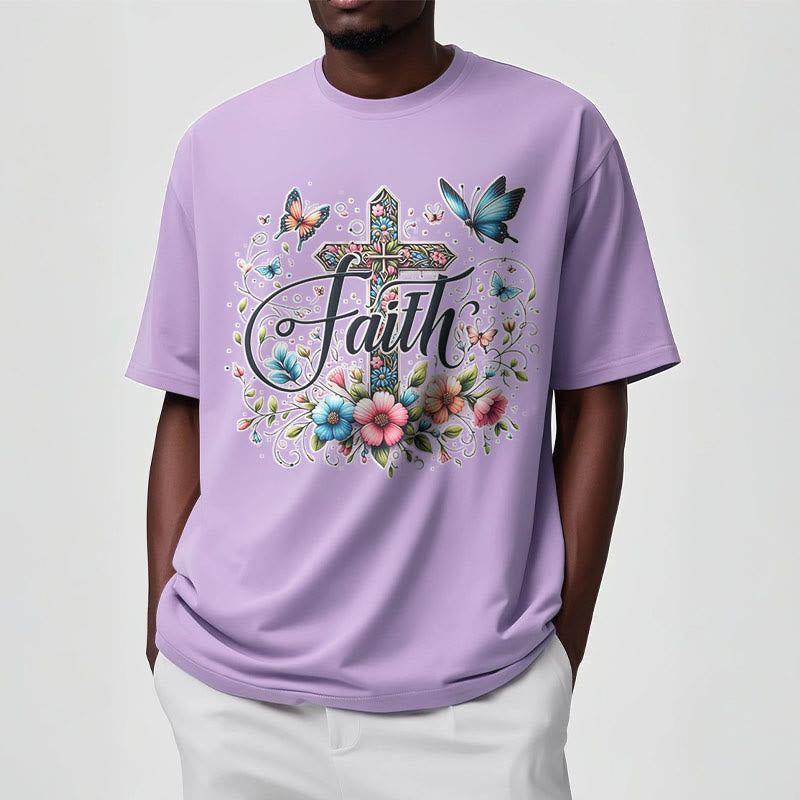 Christianartworkshop Bohemian Style Flowers and Cross Short Sleeve T-shirt - image 16