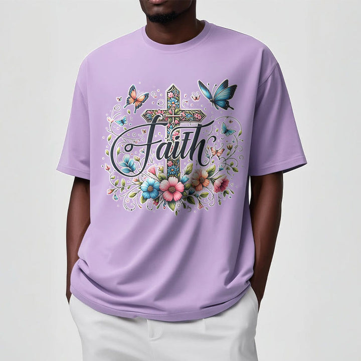 Christianartworkshop Bohemian Style Flowers and Cross Short Sleeve T-shirt - image 16