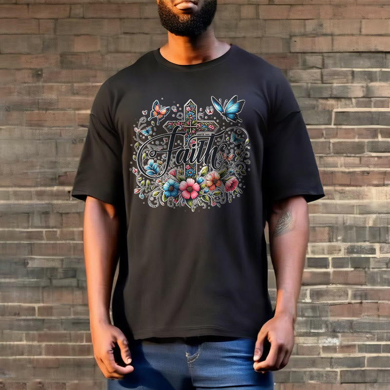 Christianartworkshop Bohemian Style Flowers and Cross Short Sleeve T-shirt - image 6