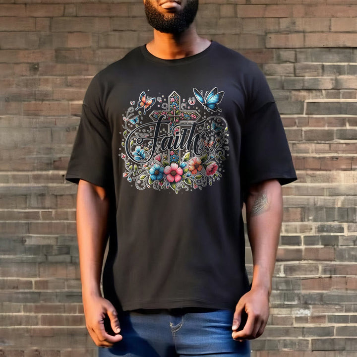 Christianartworkshop Bohemian Style Flowers and Cross Short Sleeve T-shirt - image 6