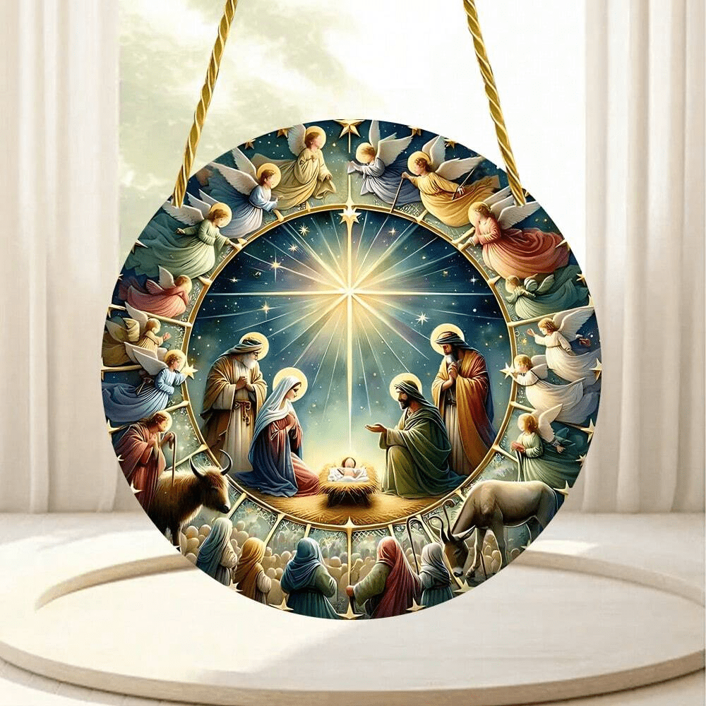 Christianartworkshop Styles Angels Nativity Scene Colorful Hanging Ornaments A - image 2