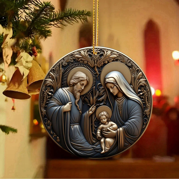 Christianartworkshop Retro Style Nativity Christmas Blessing Hanging Ornaments A - Nativity Scene - image 1