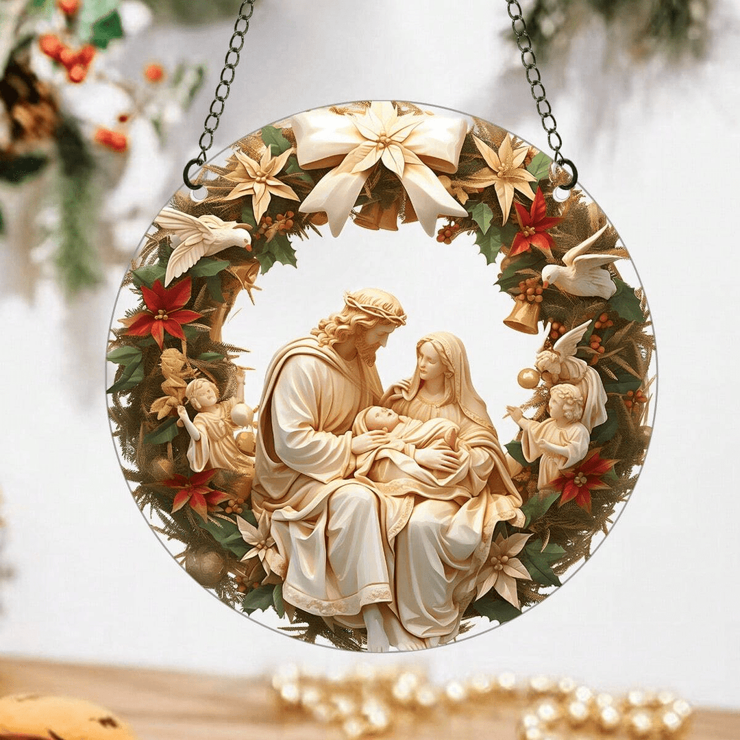 Christianartworkshop Sculptural Realism Style Holy Family Christmas Parasite Hanging Ornaments - Style 1 - image 0
