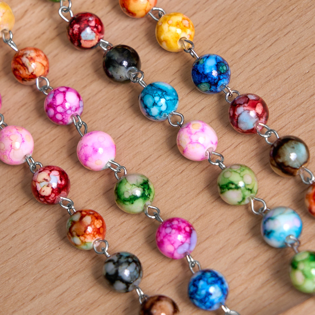 Christianartworkshop Assumption of Our Lady & Crucifix of 8 mm Round Multicolor Acrylic Alloy Chain Rosary - image 6