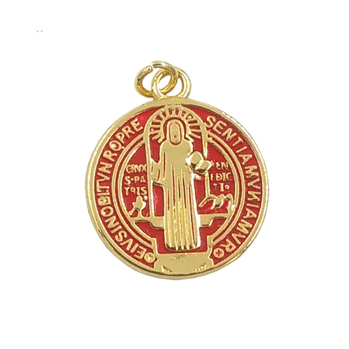 Christianartworkshop Refined Style St. Benedict Gold Plated Brass Pendant Necklace - Red - image 5