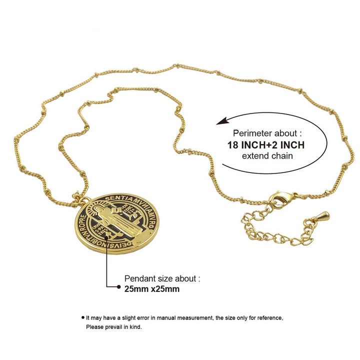 Christianartworkshop Refined Style St. Benedict Gold Plated Brass Pendant Necklace - image 10