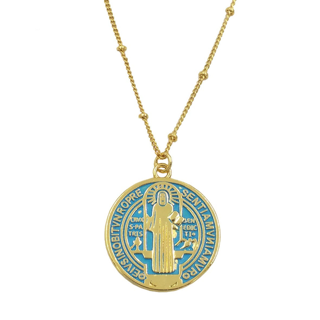 Christianartworkshop Refined Style St. Benedict Gold Plated Brass Pendant Necklace - image 7