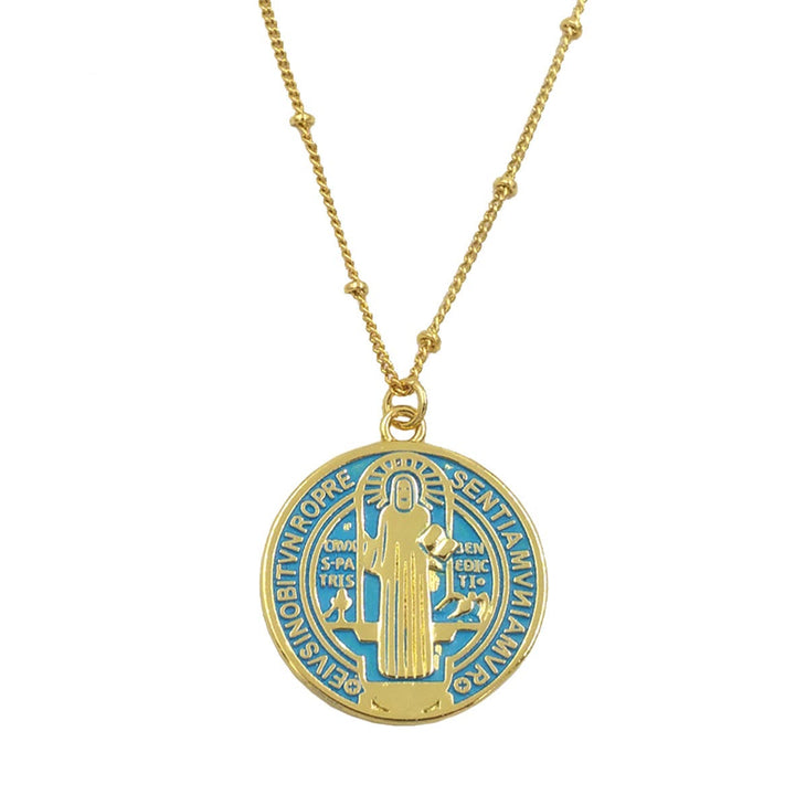 Christianartworkshop Refined Style St. Benedict Gold Plated Brass Pendant Necklace - image 7