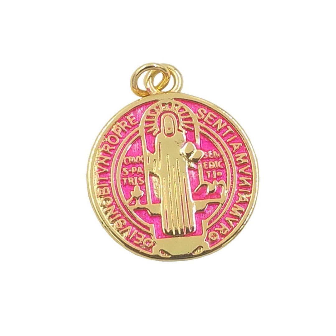 Christianartworkshop Refined Style St. Benedict Gold Plated Brass Pendant Necklace - Rose - image 3