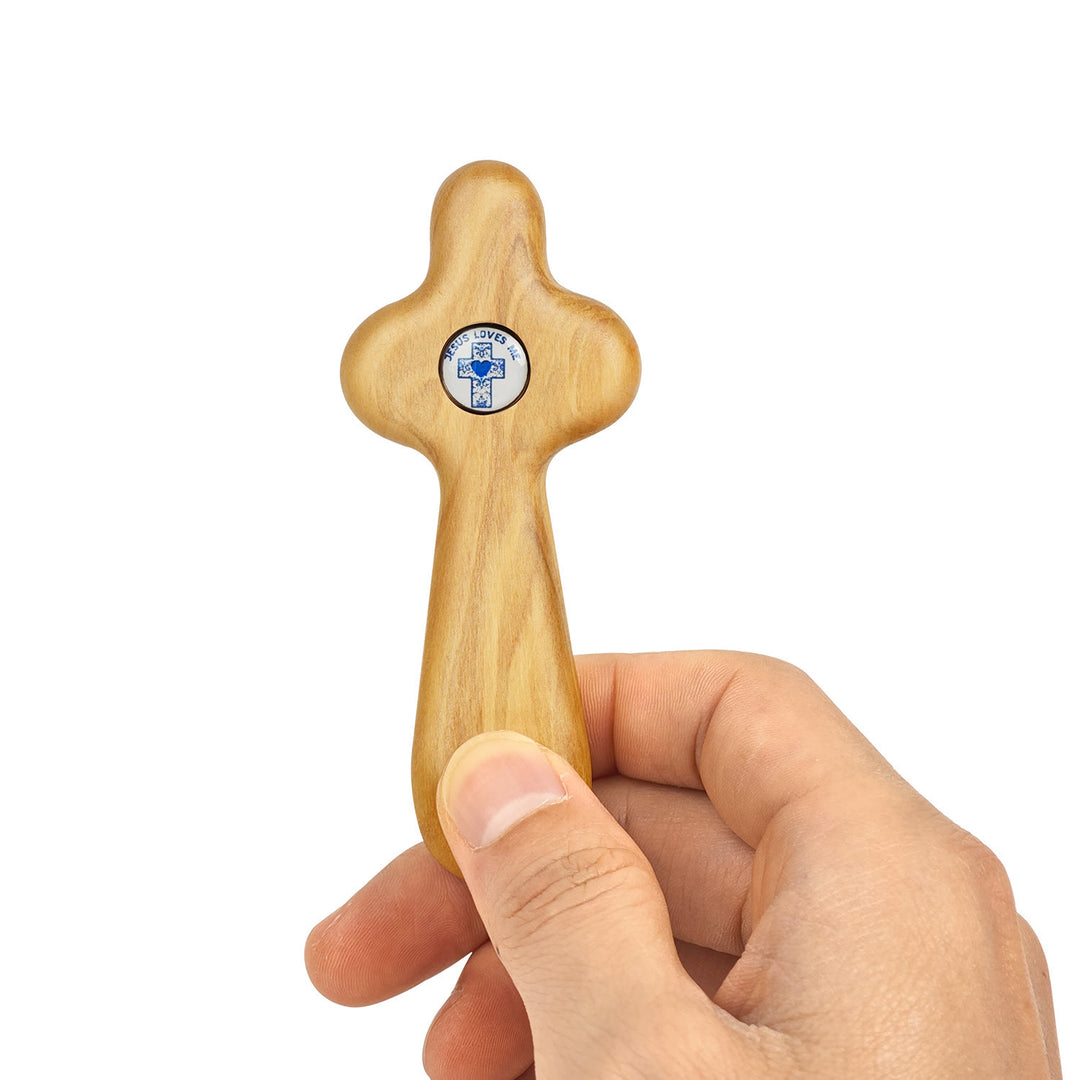 Christian Art Creative Style Olive Wood Handheld Cross Prayer Tool - Holy word - image 3