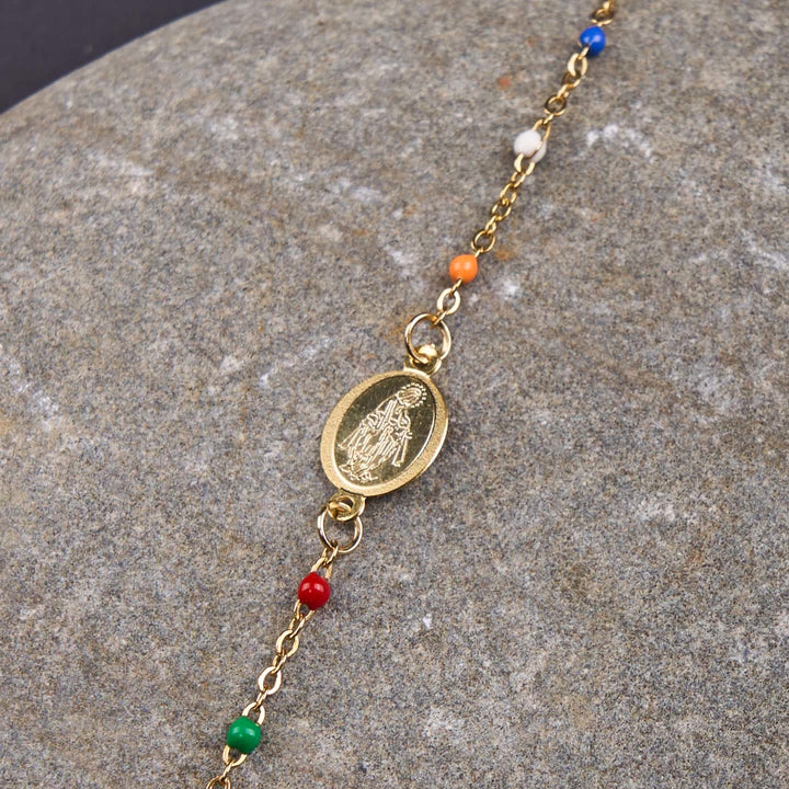 Christianartworkshop Fresh Elegant Style Colorful Clavicle Chain Necklace with Cross & 5 Medals Options - Assumption of the Virgin Mary - image 11