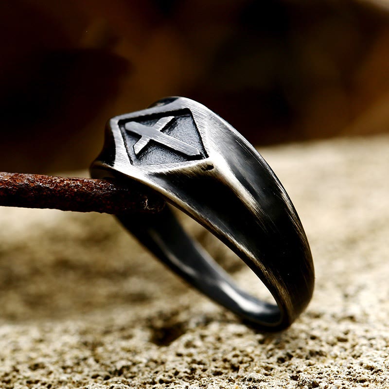 Christianartworkshop Retro Style Vintage Cross Titanium Steel Ring - image 1