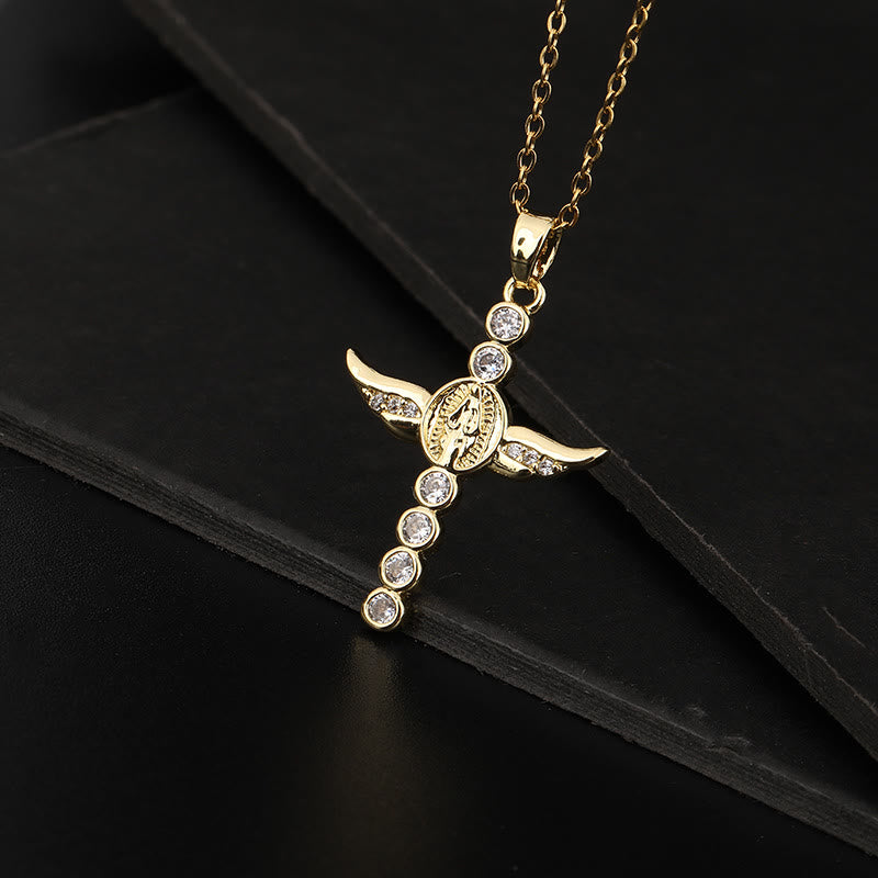 Christianartworkshop Classic Style Angel Wings Miraculous Medal Pendant Necklace - White - image 3