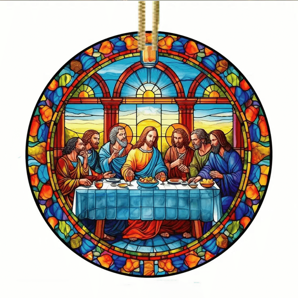 Christianartworkshop Stained Glass Style The Last Supper Hanging Ornaments C - The Last Supper - image 1