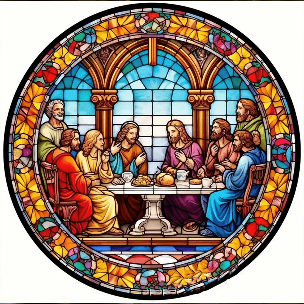 Christianartworkshop Stained Glass Style The Last Supper Hanging Ornaments E - The Last Supper - image 1