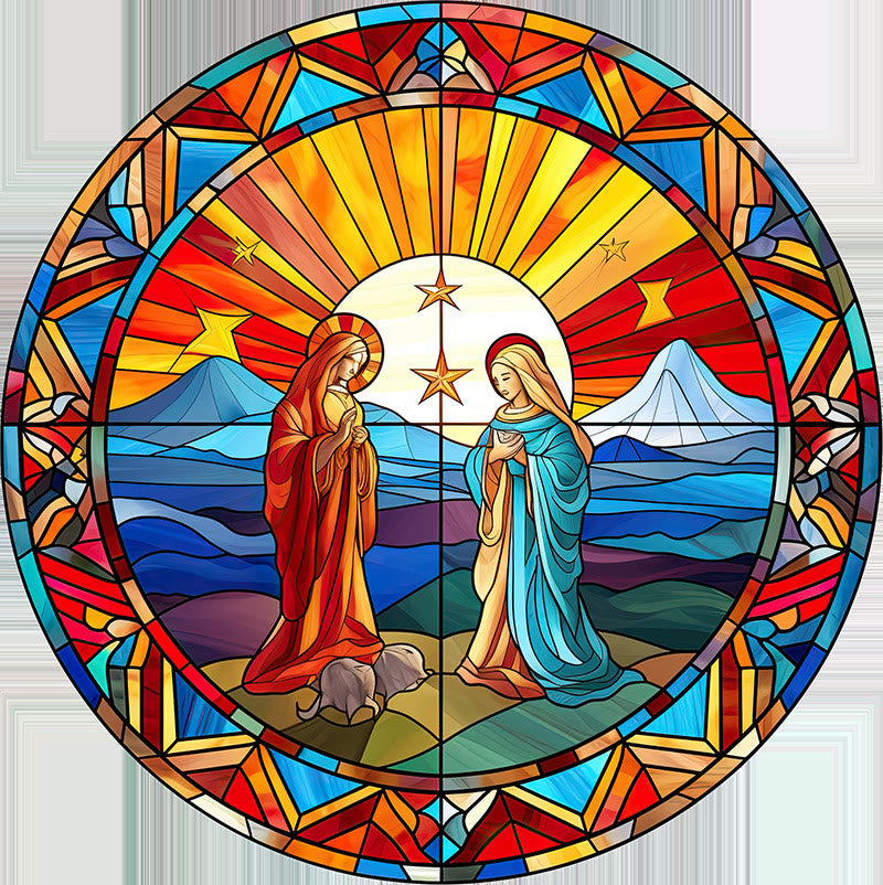 Christianartworkshop Stained Glass Styles Colorful Christ Scene Hanging Ornaments C - Praying - image 1