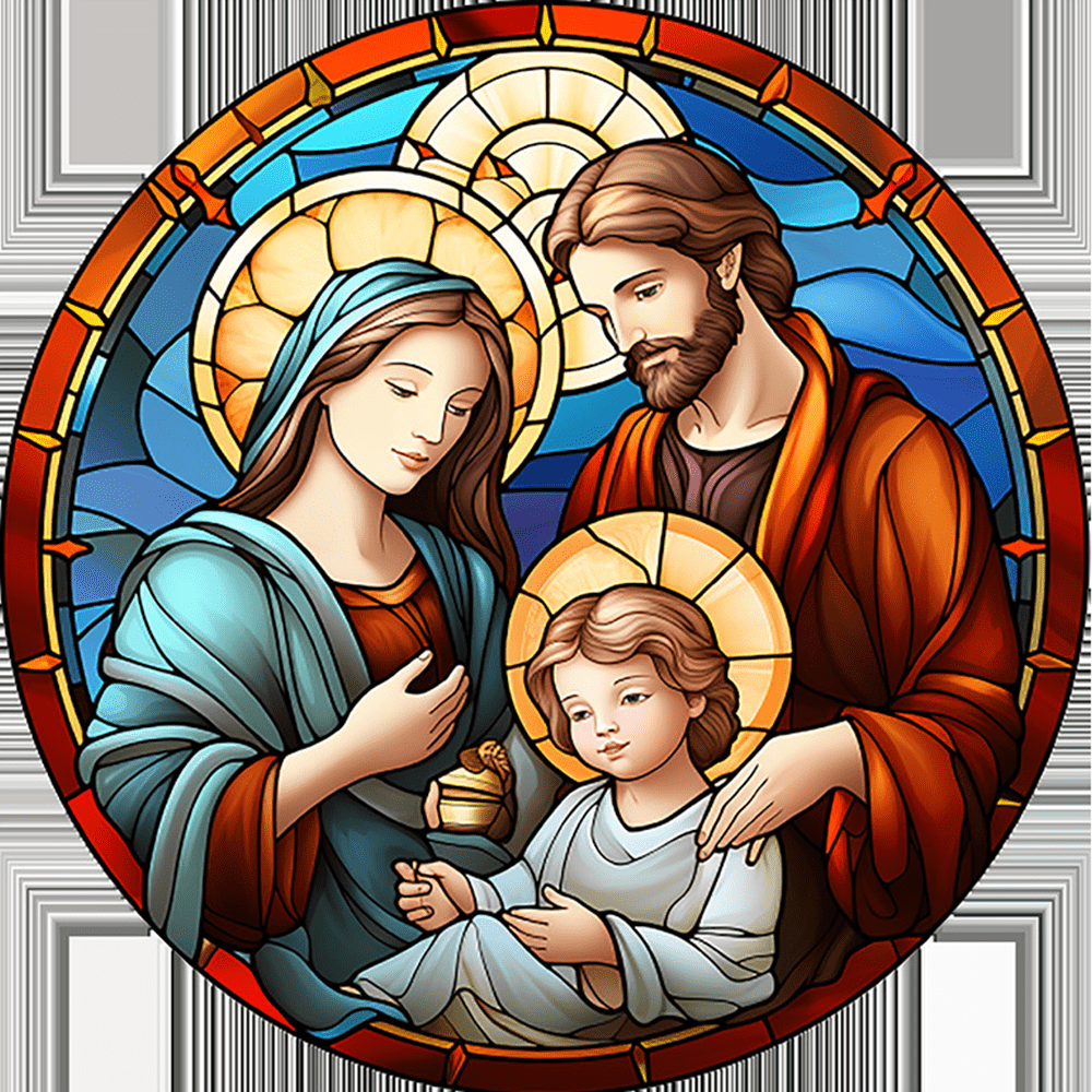Christianartworkshop Stained Glass Styles Colorful Christ Scene Hanging Ornaments E - Nativity Scene - image 1