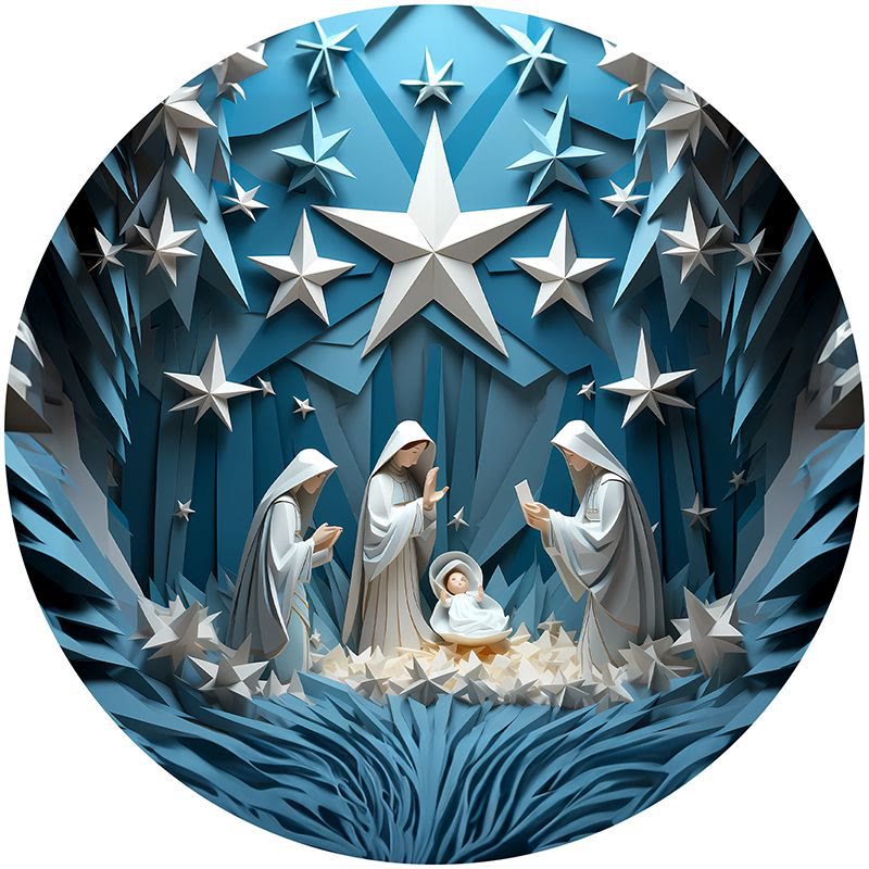 Christianartworkshop Blue Series 10 Styles Nativity Festive Decor Hanging Ornaments C - Nativity Scene - image 1