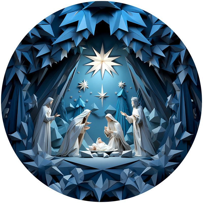 Christianartworkshop Blue Series 10 Styles Nativity Festive Decor Hanging Ornaments D - Nativity Scene - image 1
