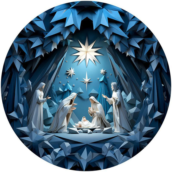 Christianartworkshop Blue Series 10 Styles Nativity Festive Decor Hanging Ornaments D - Nativity Scene - image 1
