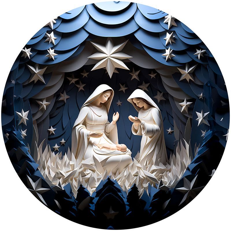 Christianartworkshop Blue Series 10 Styles Nativity Festive Decor Hanging Ornaments G - Nativity Scene - image 1