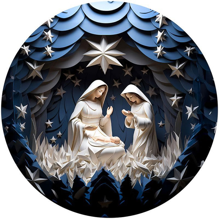 Christianartworkshop Blue Series 10 Styles Nativity Festive Decor Hanging Ornaments G - Nativity Scene - image 1