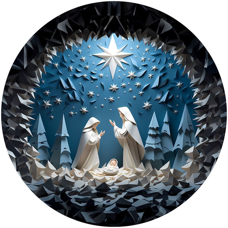 Christianartworkshop Blue Series 10 Styles Nativity Festive Decor Hanging Ornaments H - Nativity Scene - image 1