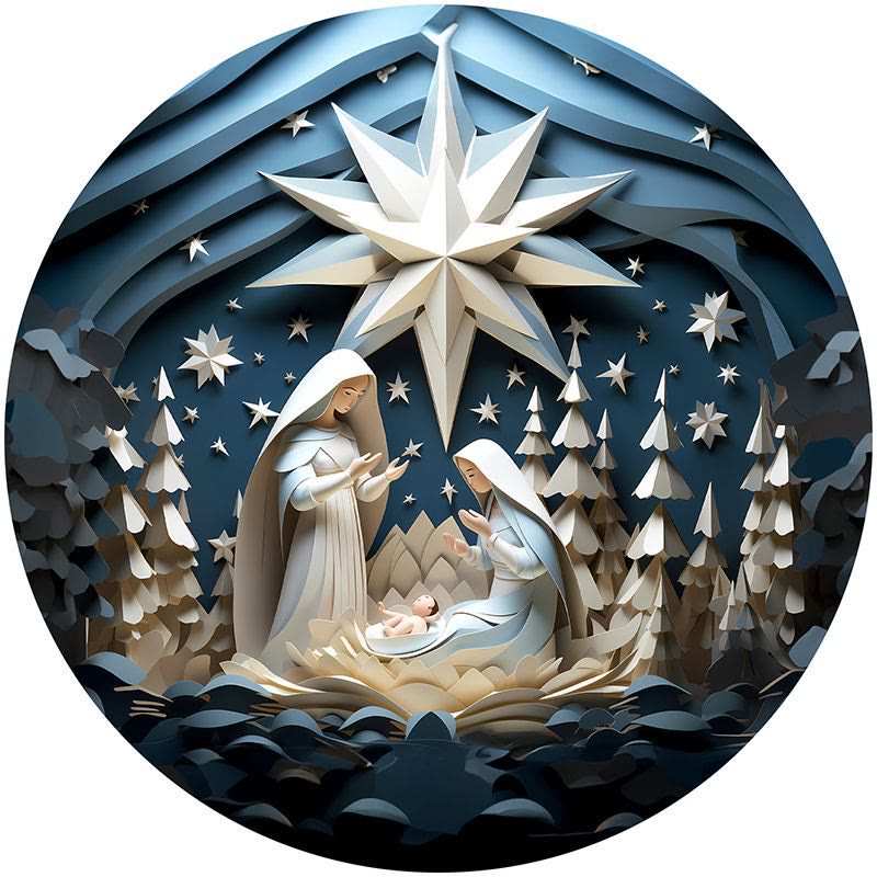 Christianartworkshop Blue Series 10 Styles Nativity Festive Decor Hanging Ornaments I - Nativity Scene - image 1