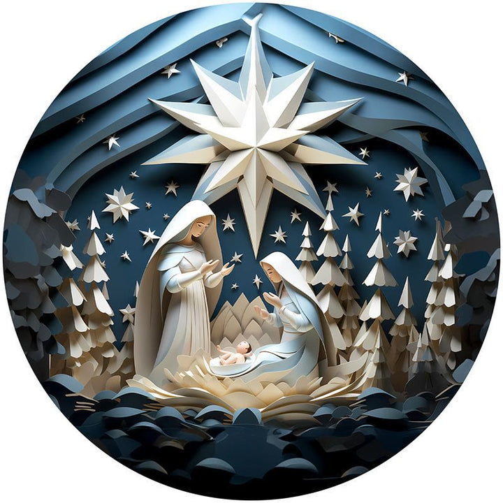 Christianartworkshop Blue Series 10 Styles Nativity Festive Decor Hanging Ornaments I - Nativity Scene - image 0