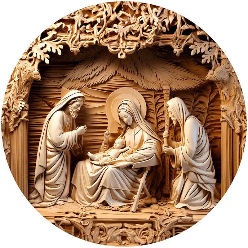 Christianartworkshop Brown Series 8 Styles Christ Nativity Festive Decor Hanging Ornaments D - Nativity Scene - image 1