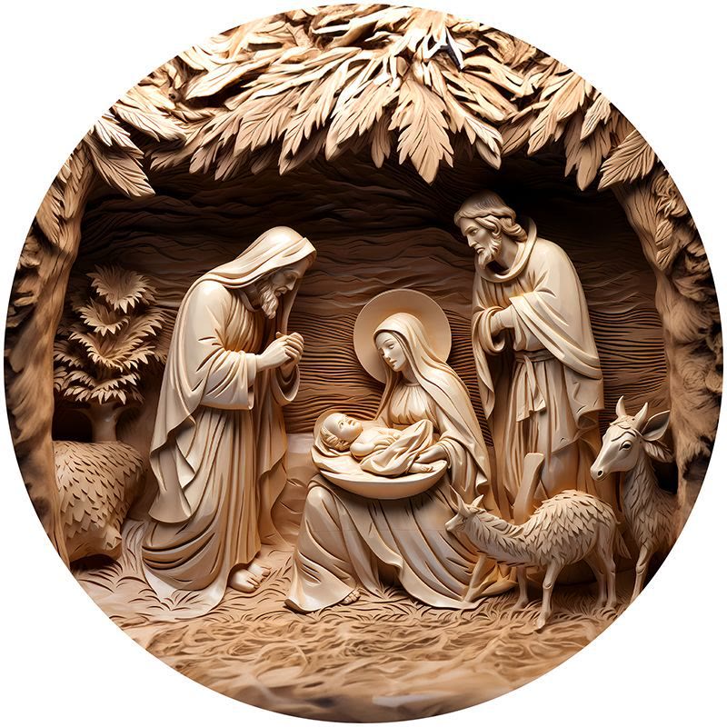 Christianartworkshop Brown Series 8 Styles Christ Nativity Festive Decor Hanging Ornaments E - Nativity Scene - image 1