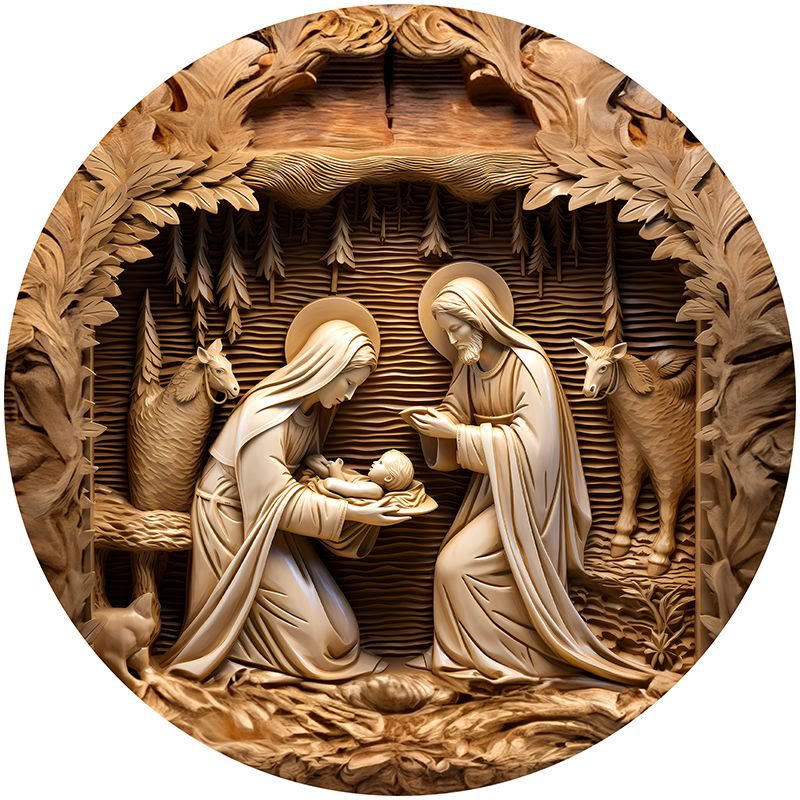 Christianartworkshop Brown Series 8 Styles Christ Nativity Festive Decor Hanging Ornaments F - Nativity Scene - image 0