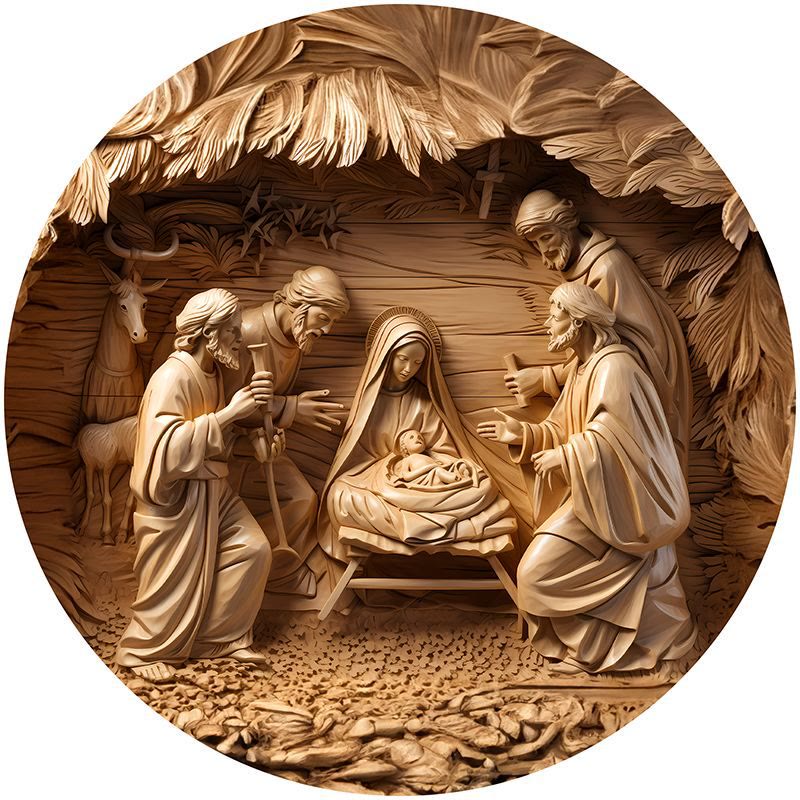 Christianartworkshop Brown Series 8 Styles Christ Nativity Festive Decor Hanging Ornaments G - Nativity Scene - image 1