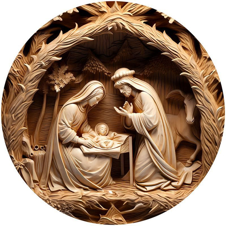 Christianartworkshop Brown Series 8 Styles Christ Nativity Festive Decor Hanging Ornaments H - Nativity Scene - image 1