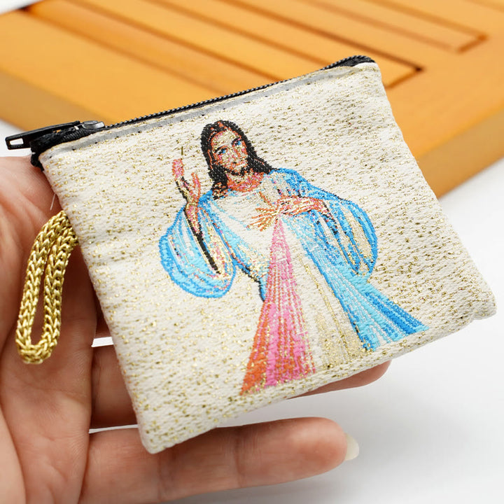 Christianartworkshop Retro Classic Style Holy Saint Icon Cotton Double-sided Pattern Jewelry Pouches - image 19